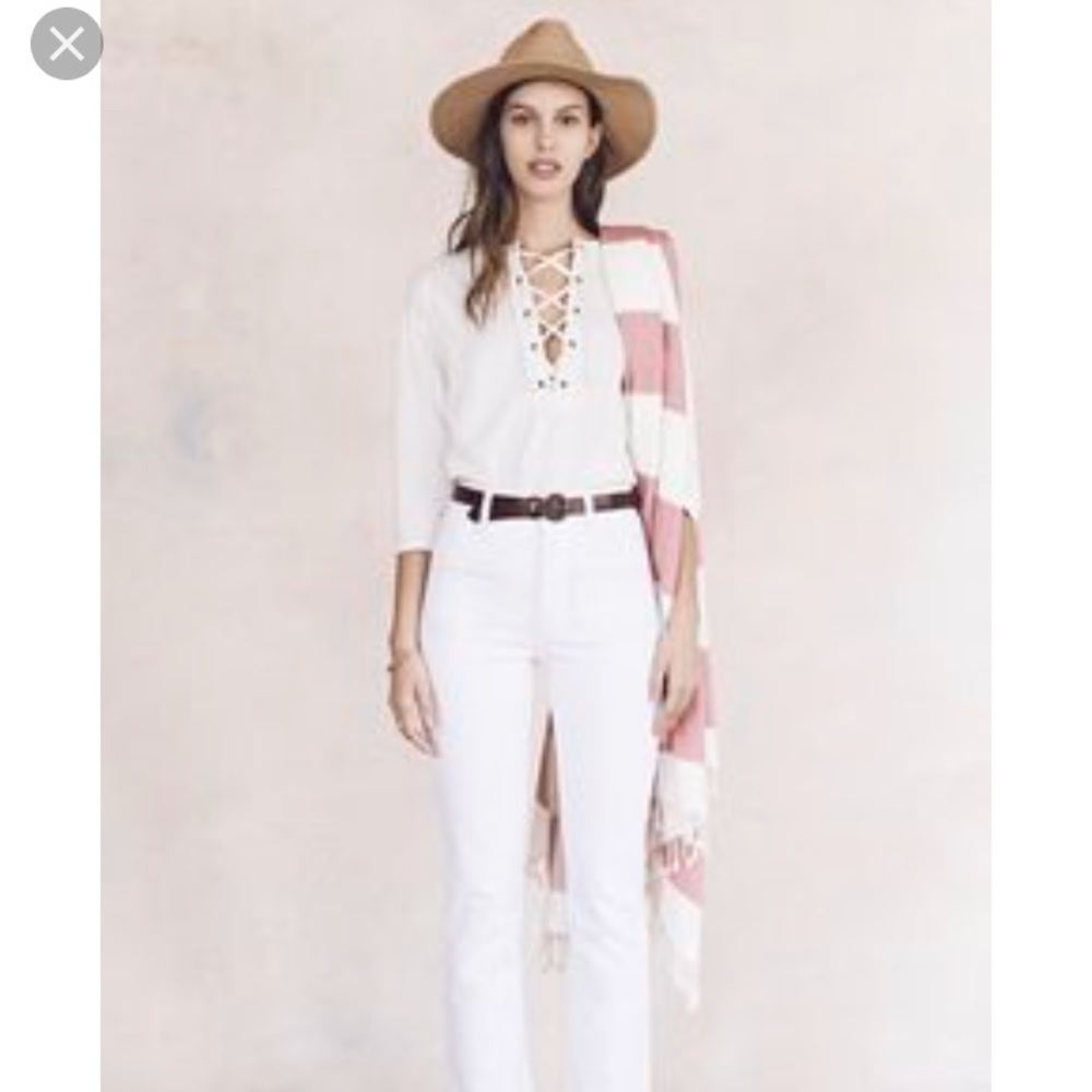 Madewell lace up knit top